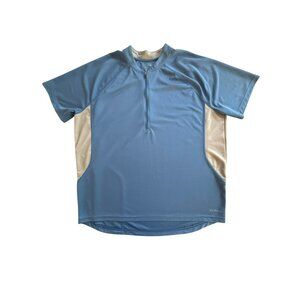 LL Bean Cycling Jersey Mens 2XL Blue Half Zip Short Sleeve Pocket Road Bike XXL